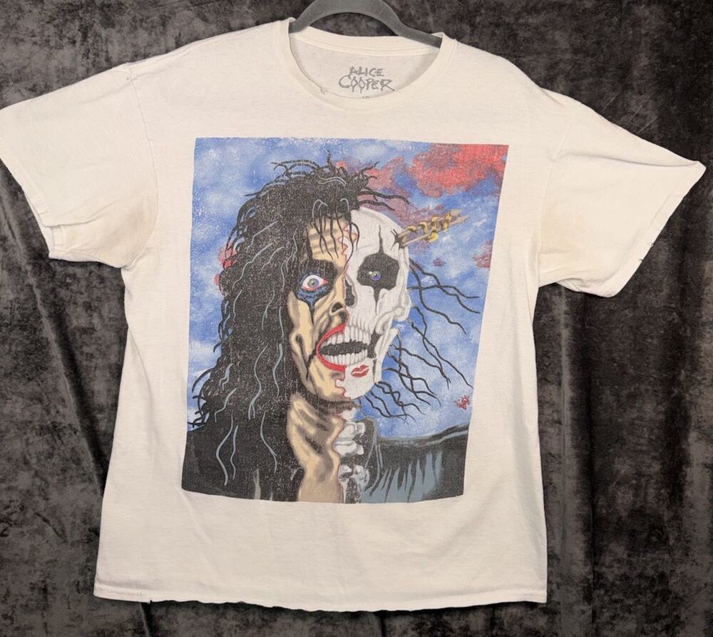 Alice Cooper Graphic Band T Shirt Mens Large White Rock Horror Spider 2021 Tee